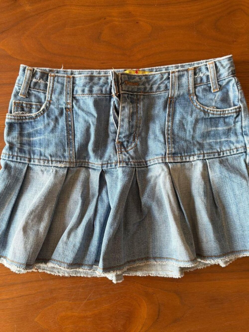 Mini Light Wash Denim Flare Skirt